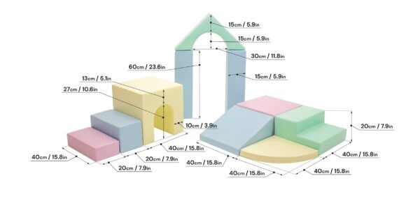 Soft Play 10 Foam Block Set - Light Pastel Creativity - Image 7