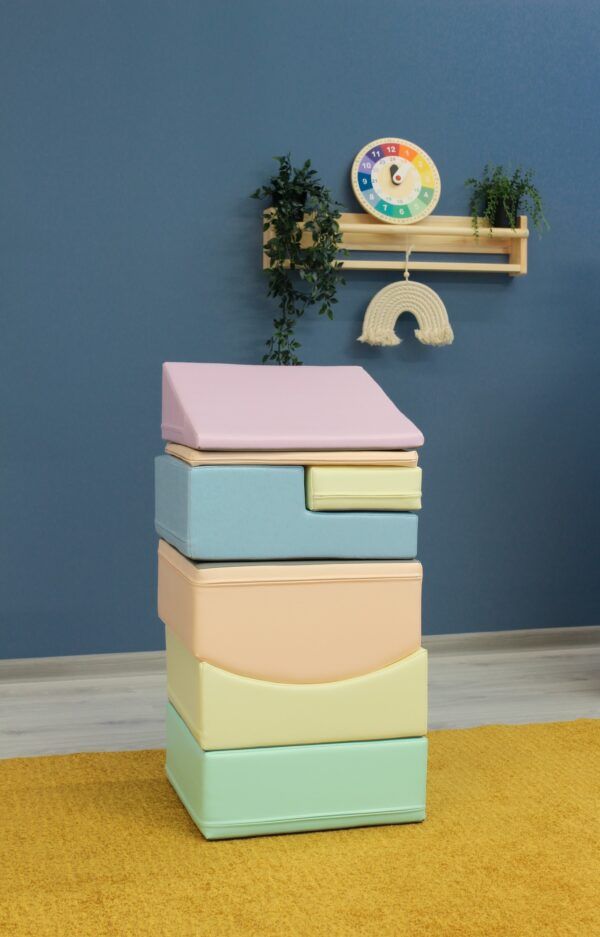 Soft Play 7 Foam Block Set - Light Pastel Little Crawler - Image 3