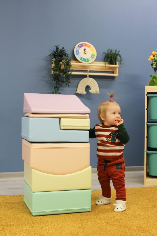 Soft Play 7 Foam Block Set - Light Pastel Little Crawler - Image 6