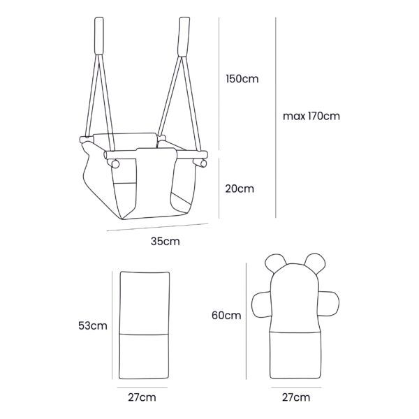 Indoor Baby Swing, Square - Pink Powder - Image 4