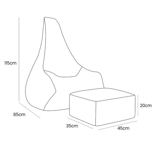 Tearo: Bean Bag + Footrest for Little Loungers - Sky Blue - Image 2
