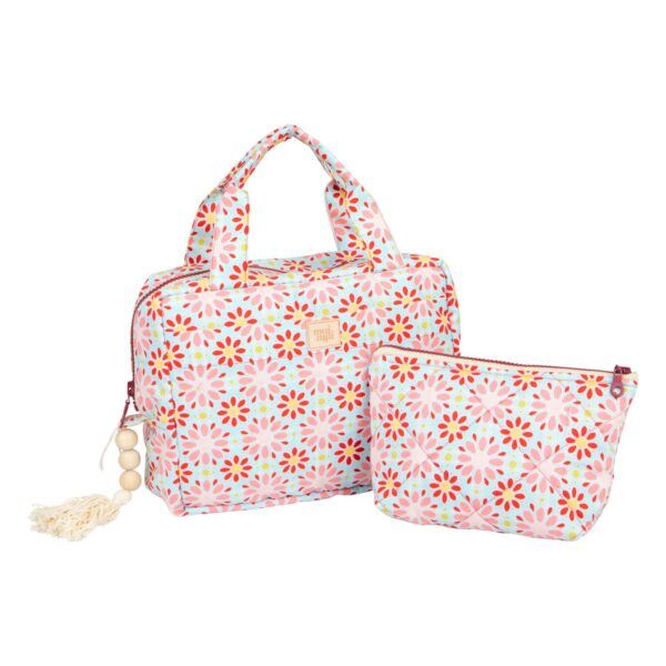 Kulturtaschen-Set (2er-Set) – Rote Blumen