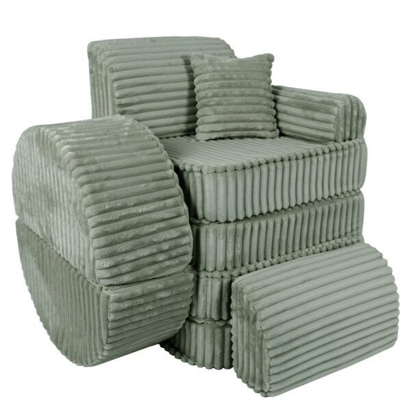 Medium Modular Sofa for Kids - Churros Sage Green Plus - Image 12