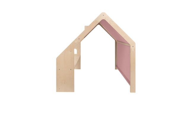 MeowBaby® Natural Wooden House for Kids - Pink Roof - Image 2