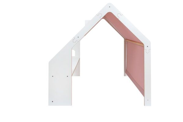 MeowBaby® White Wooden House for Kids - Pink Roof - Image 2