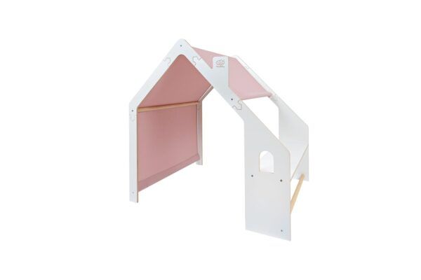 MeowBaby® White Wooden House for Kids - Pink Roof - Image 5
