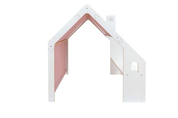 MeowBaby® White Wooden House for Kids - Pink Roof - Image 4