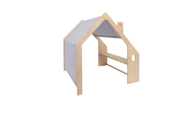 MeowBaby® Natural Wooden House for Kids - Blue Roof - Image 6