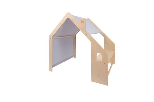 MeowBaby® Natural Wooden House for Kids - Blue Roof - Image 7