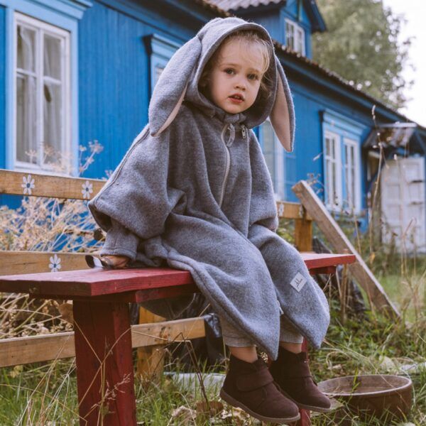 Merinowolle Auto-Poncho für Kinder - Hase
