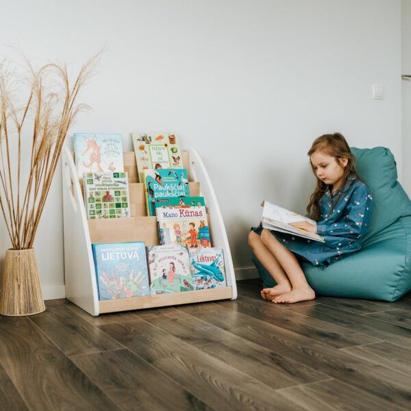 Montessori-Bücherregal mit Buchaufbewahrung - 4 Fächer – Bild 2