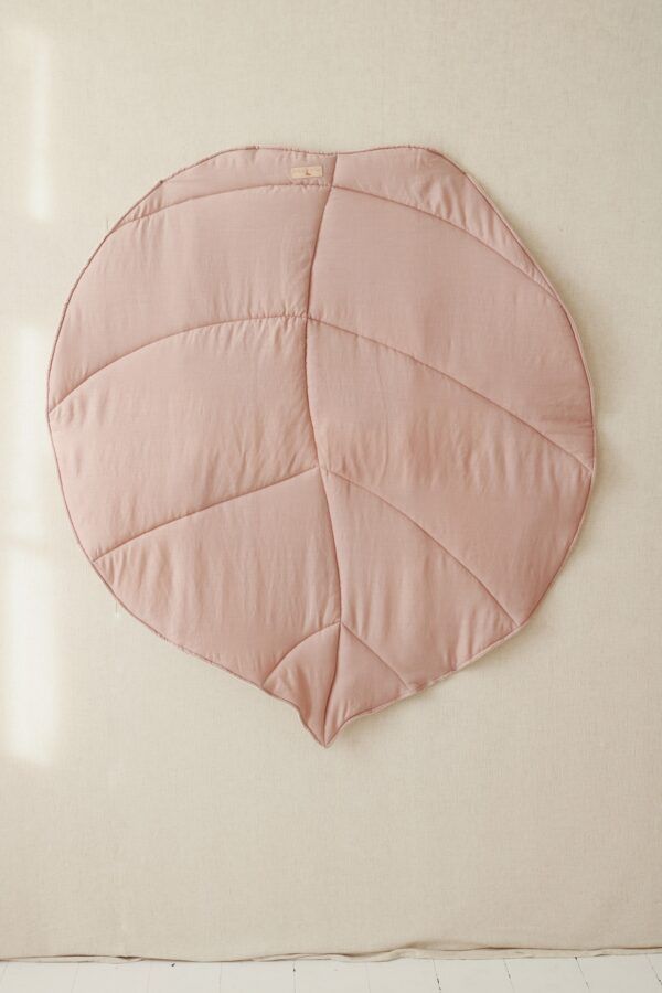 Organic Cotton and Linen Leaf Playmat - Powder Pink - Image 7