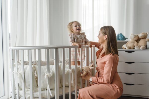 Round Baby Crib OLIN with Mattress - White - Image 8