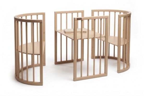 Round Baby Crib OLIN with Mattress - Cappuccino - Image 7