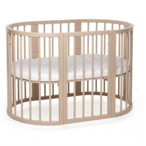 Round Baby Crib OLIN with Mattress - Cappuccino