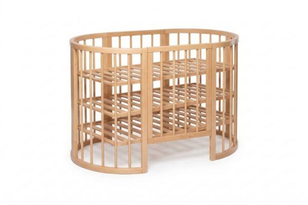 Round Baby Crib OLIN with Mattress - Natural - Image 4