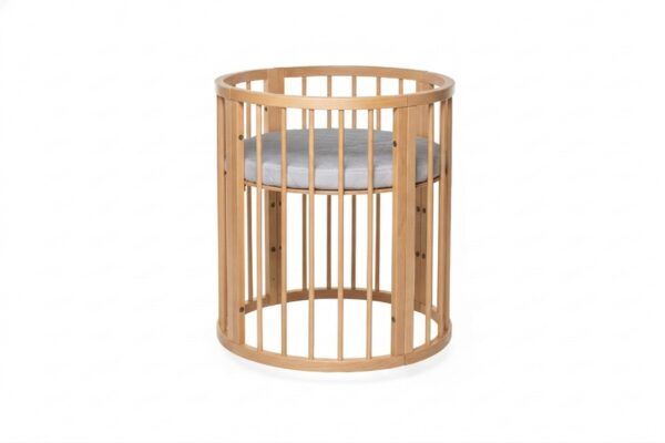Round Baby Crib OLIN with Mattress - Natural - Image 10