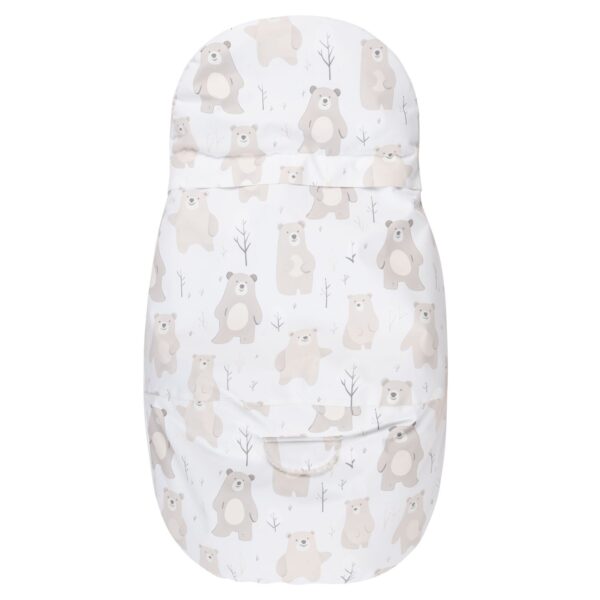 Baby Winter Footmuff – Bear Print White / Beige, One Size - Image 3