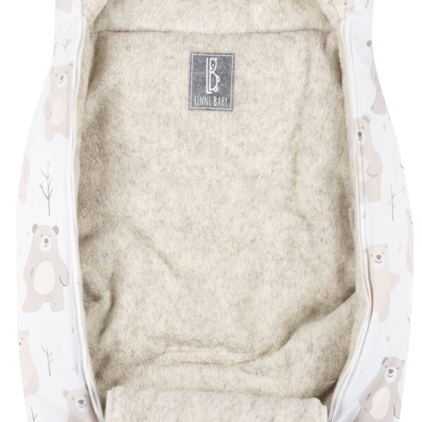 Baby Winter Footmuff – Bear Print White / Beige, One Size - Image 2
