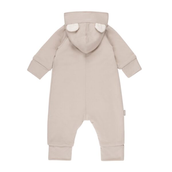 Bear-Ear Cotton-Lined Merino Wool Baby Overall – Beige - Image 4