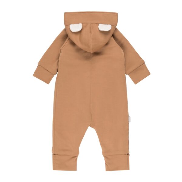 Bear-Ear Cotton-Lined Merino Wool Baby Overall – Brown - Image 2