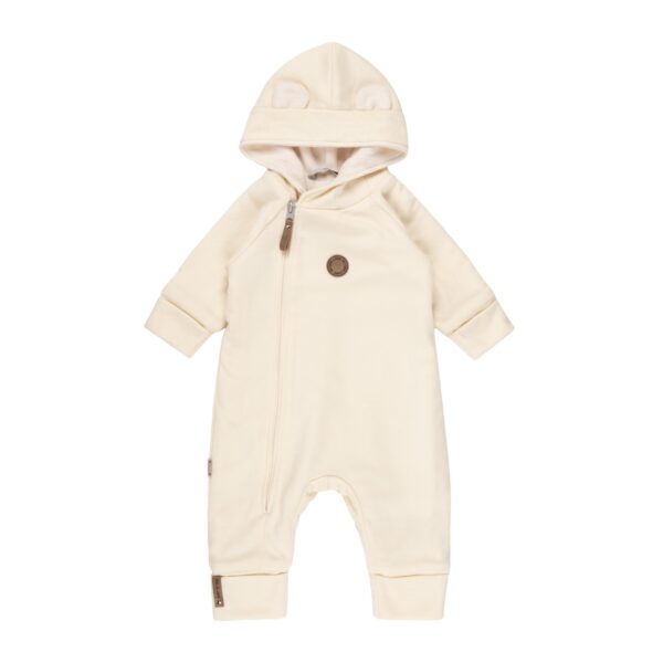 Bear-Ear Cotton-Lined Merino Wool Baby Overall – White - Image 3