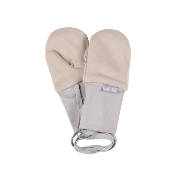Beige Merino Wool Baby Mittens with Thumb