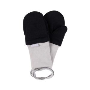 Black Merino Wool Baby Mittens with Thumb