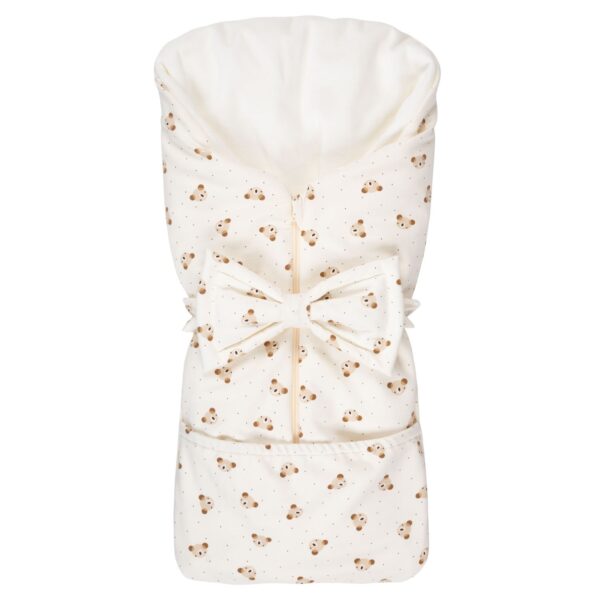 Bow Baby Sleeping Bag and Blanket – Beige / White, 0–6 Months - Image 2