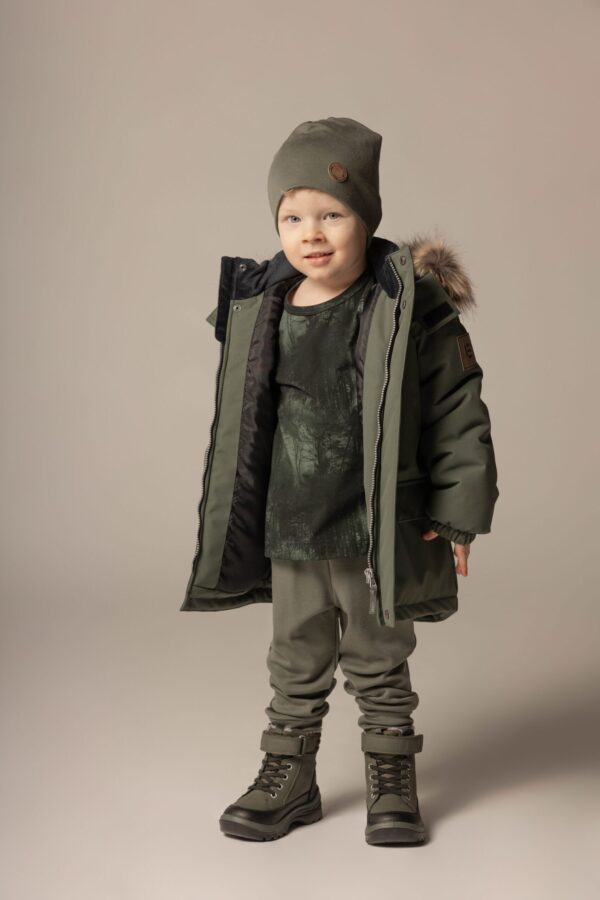 Children’s Merino Wool Pants – Khaki / Green - Image 2