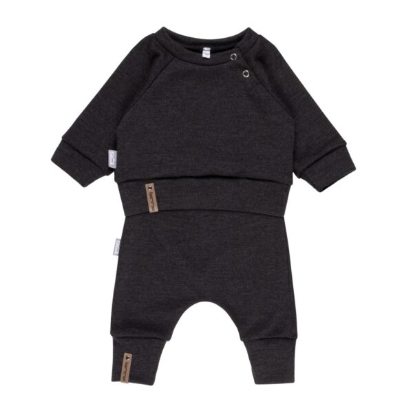 Children’s Merino Wool Top and Trousers Set – Dark Grey