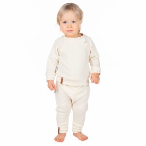 Children’s Merino Wool Top and Trousers Set – White