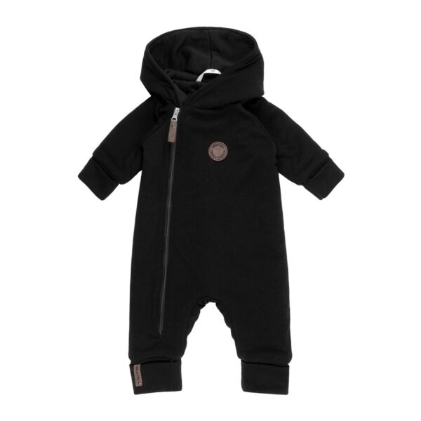 Cotton-Lined Merino Wool Baby Overall – Black