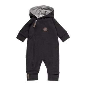 Cotton-Lined Merino Wool Baby Overall – Dark Grey