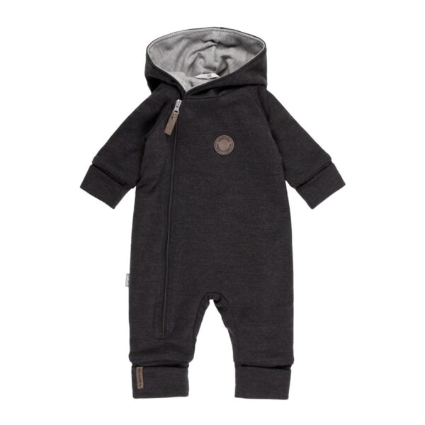Cotton-Lined Merino Wool Baby Overall – Dark Grey