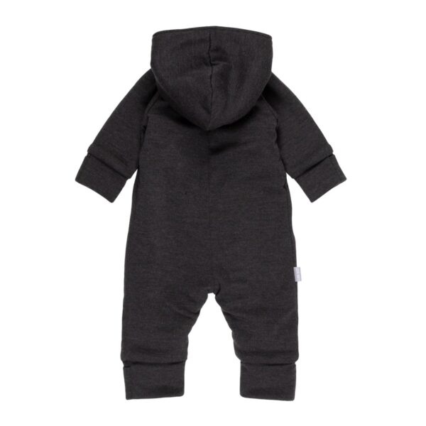 Cotton-Lined Merino Wool Baby Overall – Dark Grey - Image 2