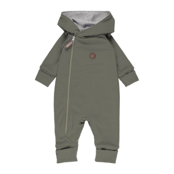 Cotton-Lined Merino Wool Baby Overall – Khaki - Image 2