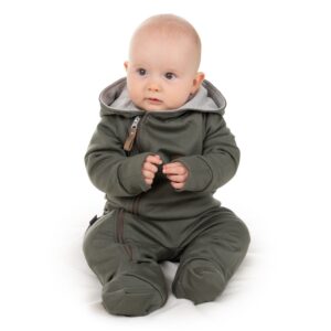 Cotton-Lined Merino Wool Baby Overall – Khaki