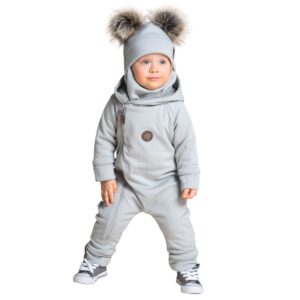 Cotton-Lined Merino Wool Baby Overall – Light Grey