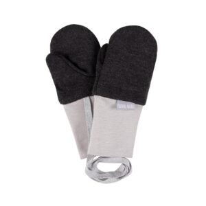 Dark Grey Merino Wool Baby Mittens with Thumb