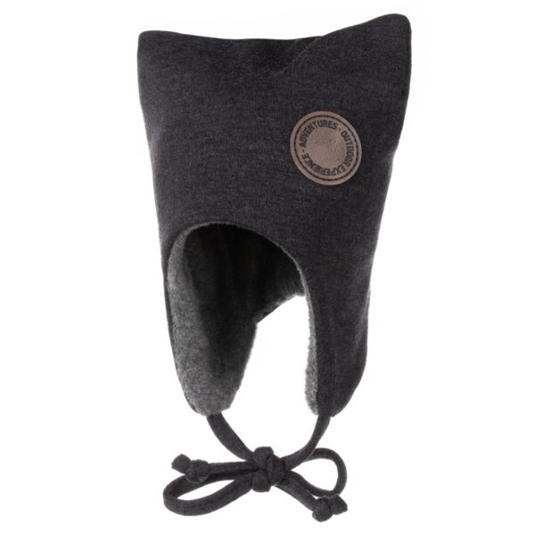 Dark Grey Merino Wool Tie-Up Baby Hat