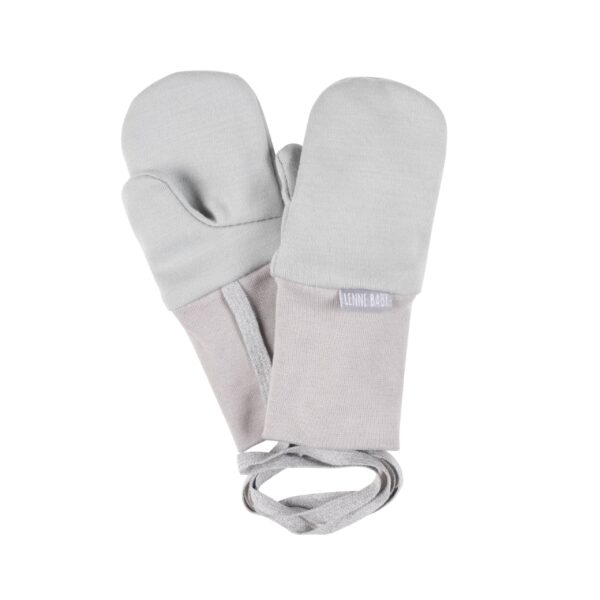 Grey Merino Wool Baby Mittens with Thumb
