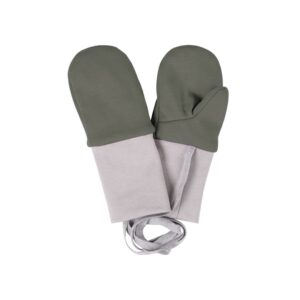 Khaki and Green Merino Wool Baby Mittens with Thumb