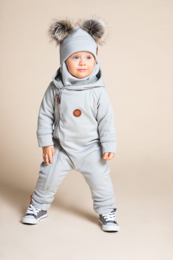 Light Grey Merino Wool Double Pom-Pom Balaclava - Image 4