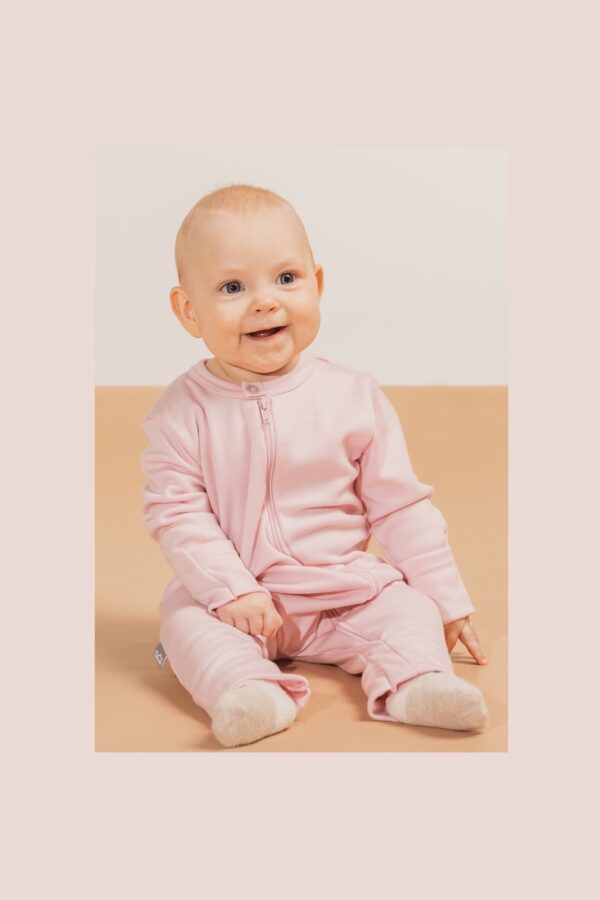 Merino Wool Baby Overall – Pink - Image 3