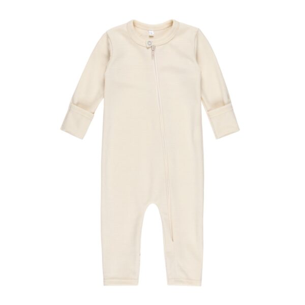 Merino Wool Baby Overall – White