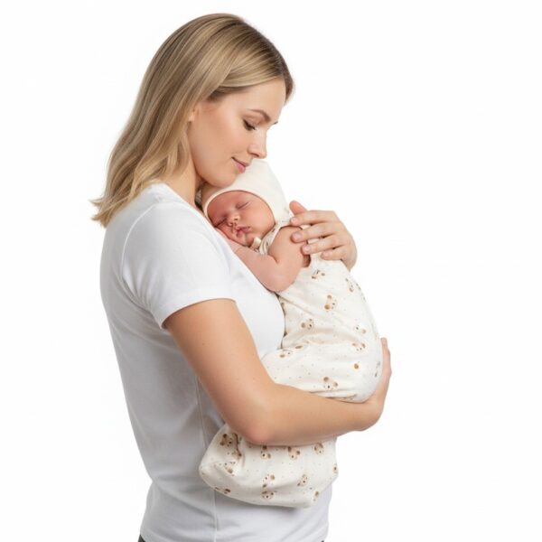 Baby Swaddle and Sleeping Bag 0.5 TOG – Beige / White - Image 2