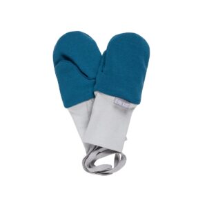 Petrolblaue Merino-Wolle Baby-Fäustlinge mit Daumen