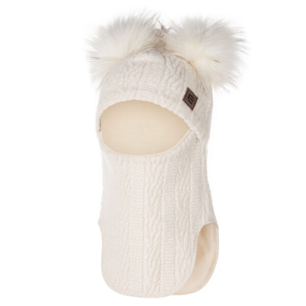 White Warm Balaclava with Merino Wool Lining - Image 2